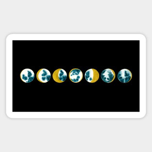 Moon phases in watercolor gold, green, and blue Sticker